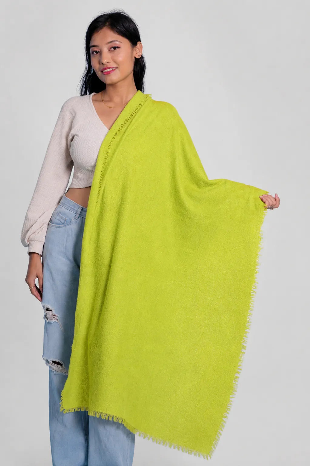 Ivory felted cashmere shawl KCI-F-01