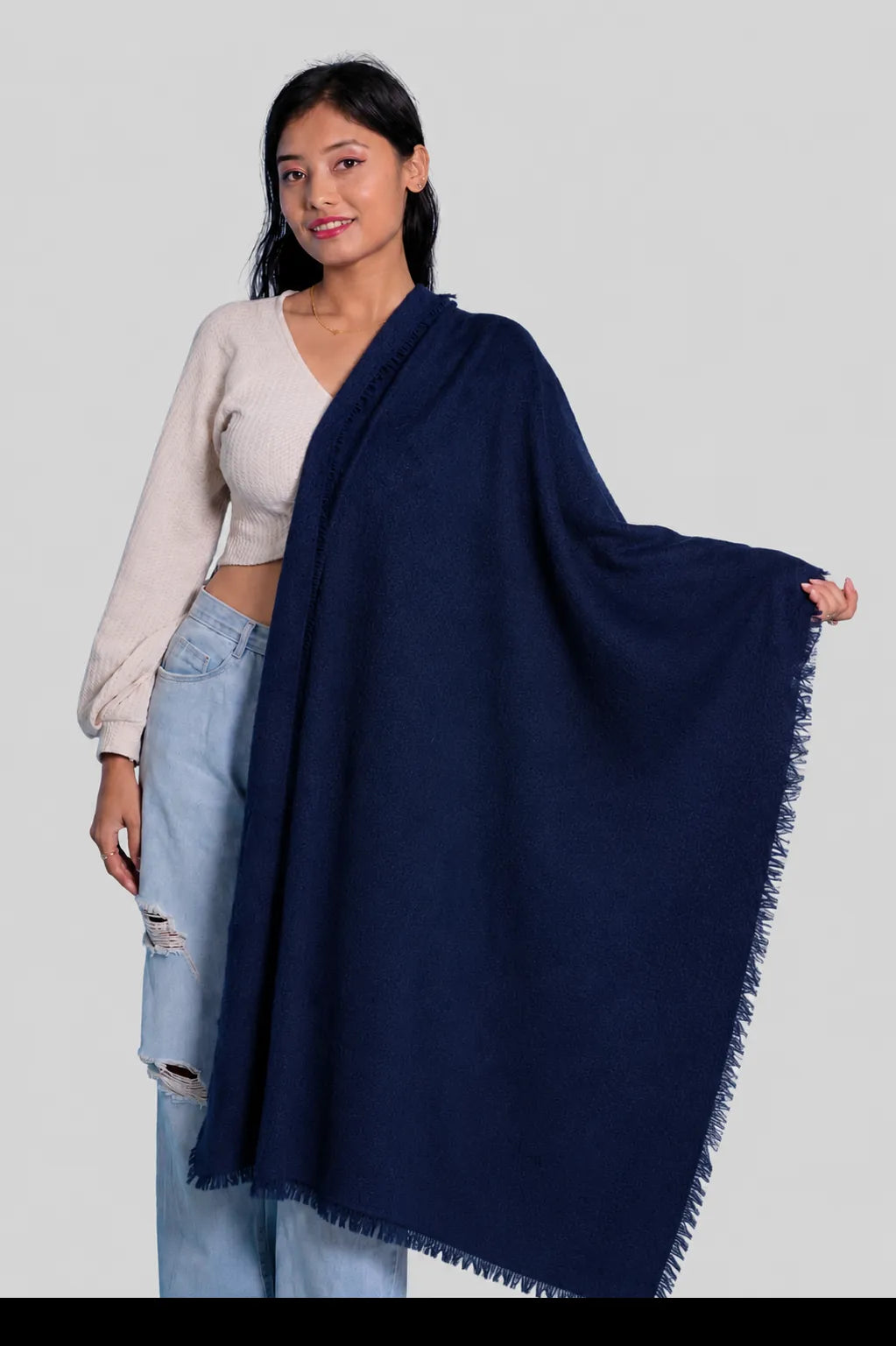 Ivory felted cashmere shawl KCI-F-01