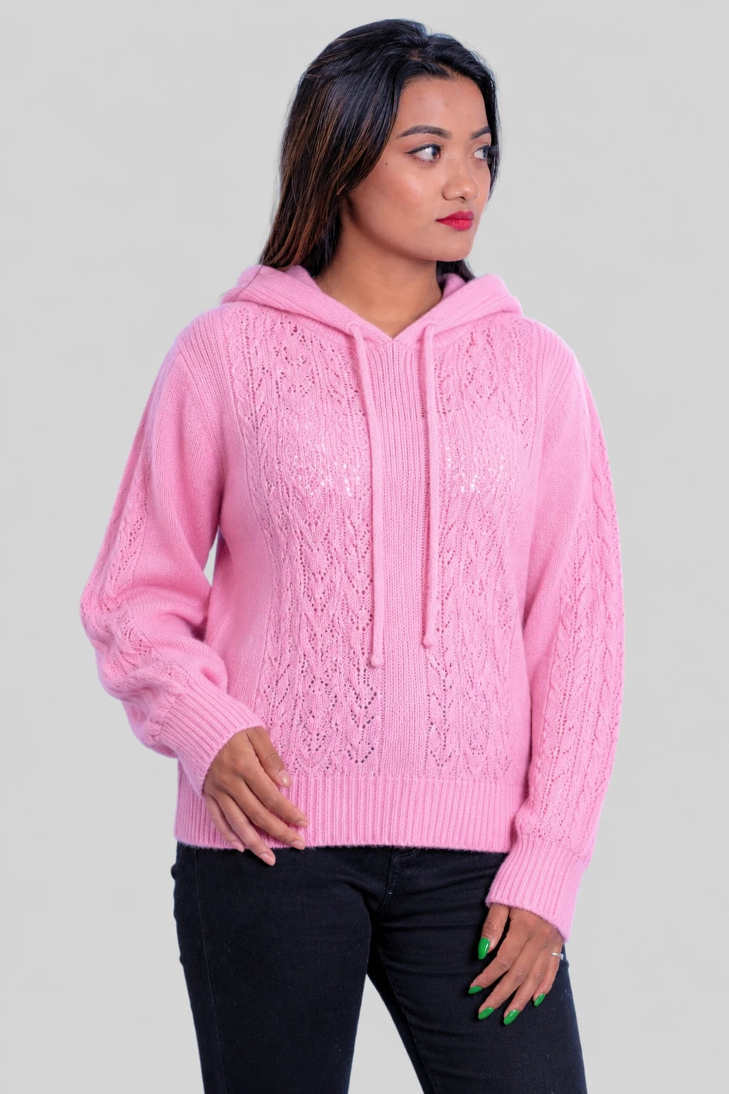 KCI-B-03 | Women's Pointelle Cashmere Hoodie