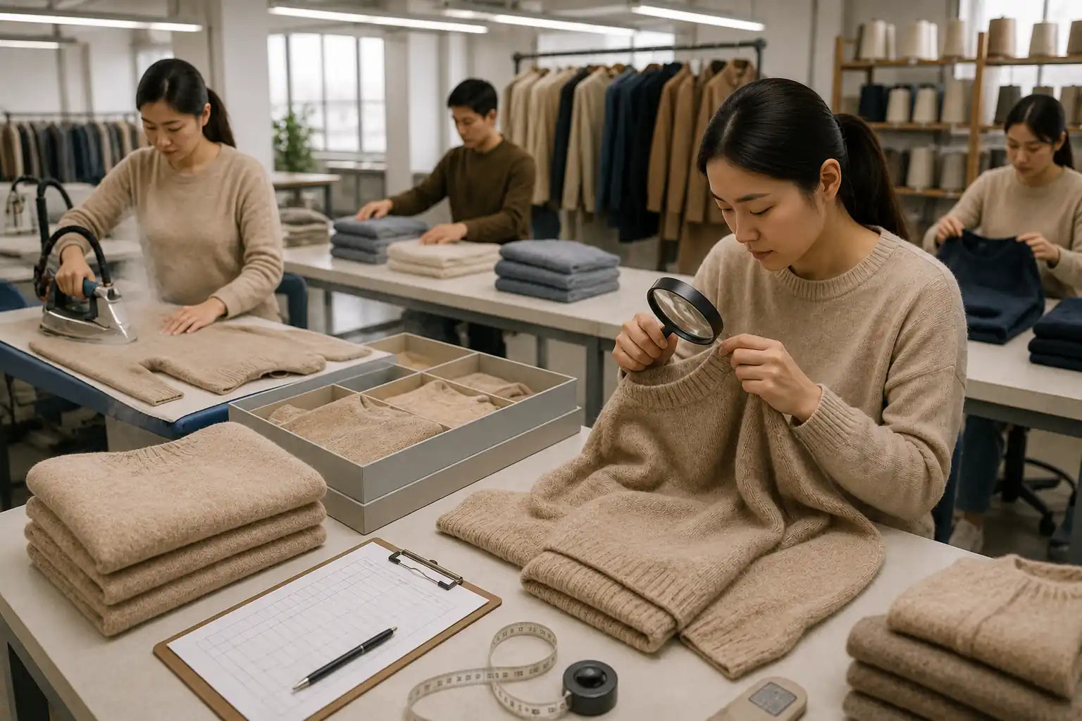 Cashmere garment finishing and quality inspection AQL 2.5