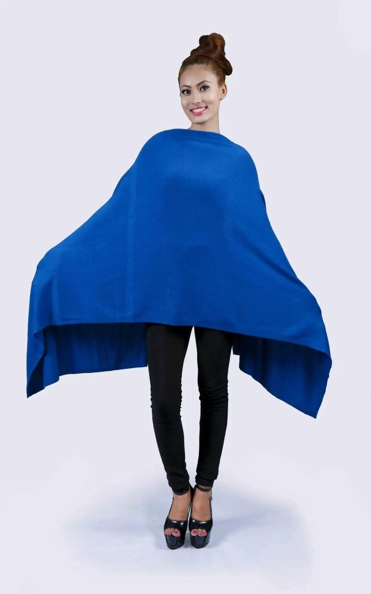 Italian cashmere shawl, KCI 112, styled front view