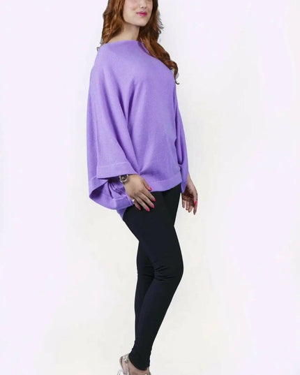 Cashmere Poncho Sweater for Women in Purple and Black - KCI 245