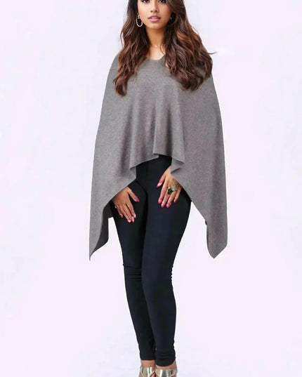 KCI 121 Grey Cashmere Poncho by Kanchan Cashmere