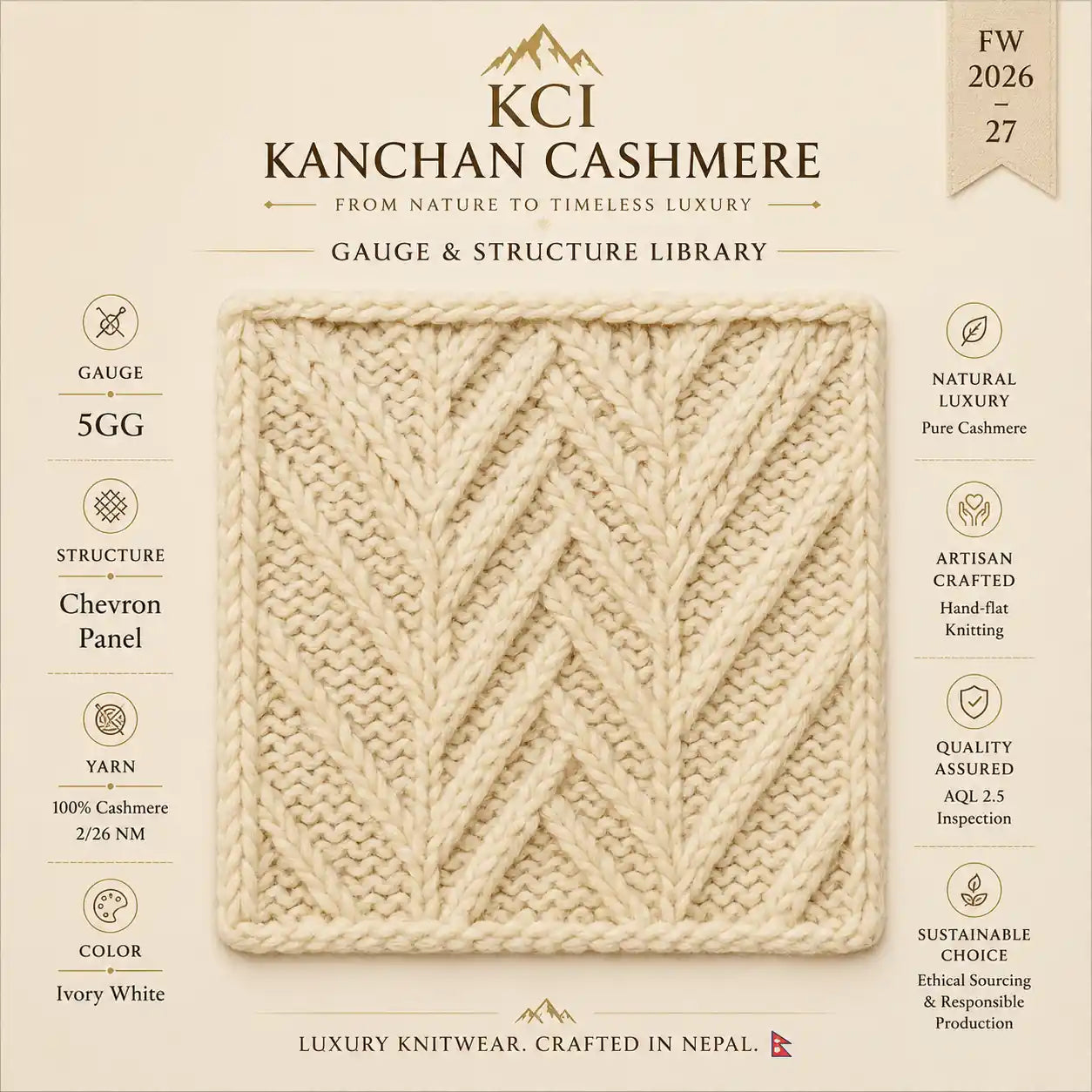 Fine and heavy gauge cashmere knit structures from Kanchan Cashmere