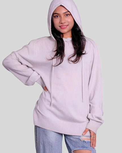 Italian Cashmere Scarf - KCI 307: Woman in pink sweater and ripped jeans