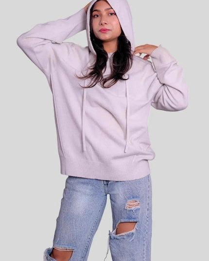 Italian Cashmere Scarf - KCI 307 featuring a woman in pink hoodie