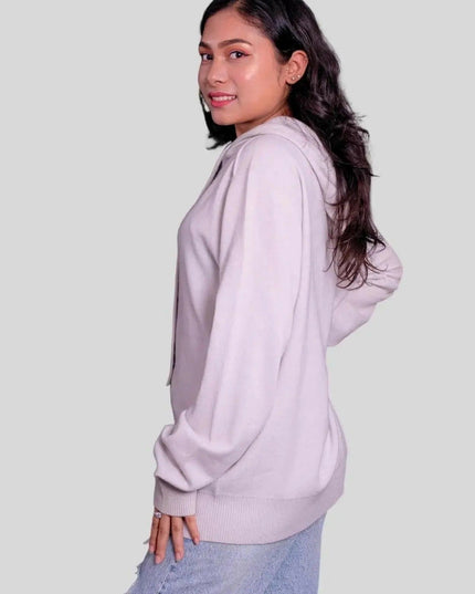 Italian Cashmere Scarf - KCI 307: Woman in pink sweater and jeans