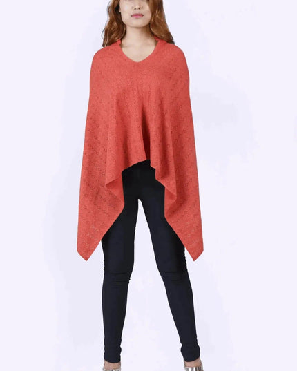 KCI 120 cashmere poncho outfit with black pants and heels