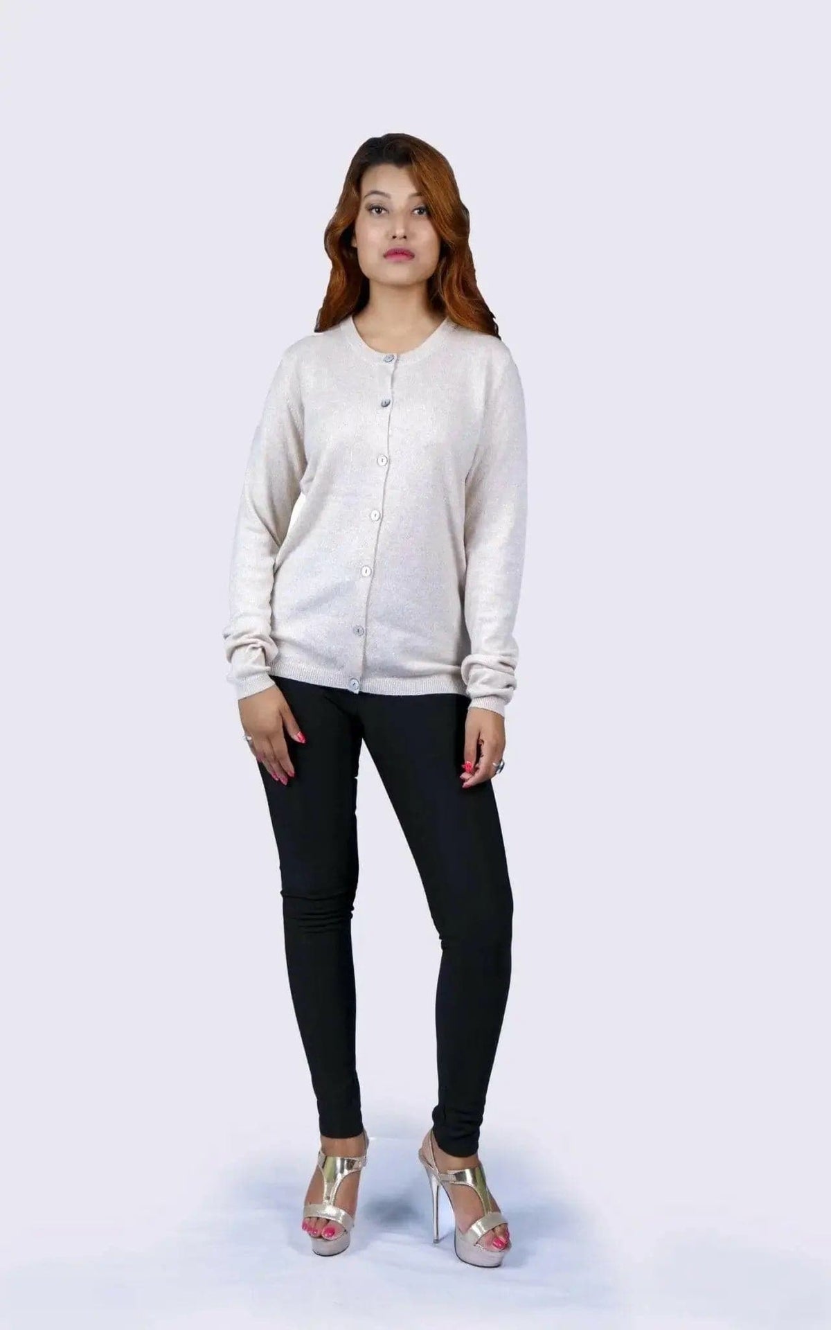 Italian cashmere sweater in white with black pants - KCI 198