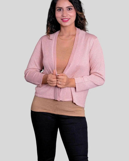 Luxurious Cashmere Short Cardigan in Pink from Kanchancashmere