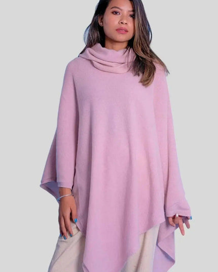 Luxurious Cashmere Turtle Neck Poncho on Woman