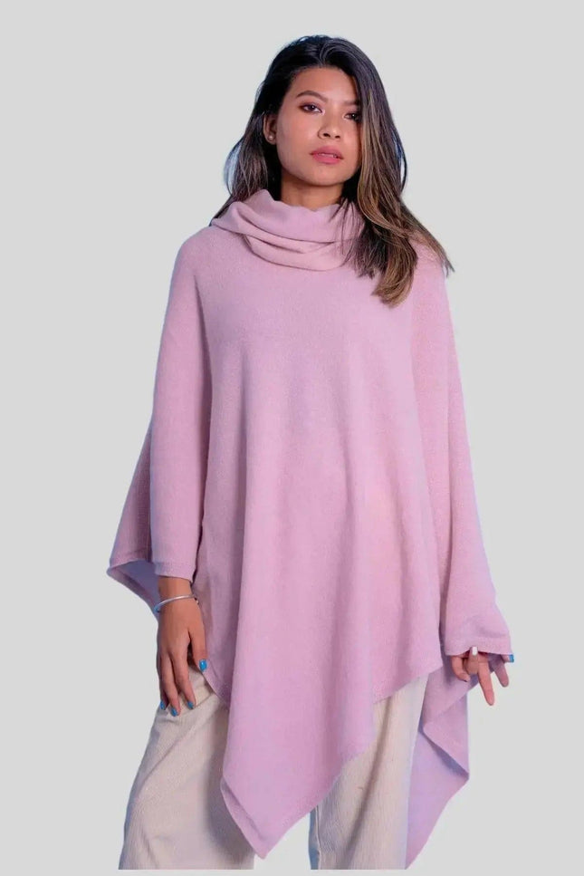 Luxurious Cashmere Turtle Neck Poncho on Woman