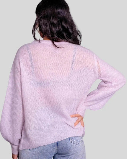 Luxurious Italian Cashmere Crew Neck Pullover in Pink Sweater