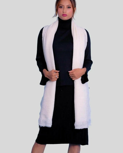 Luxurious Italian Cashmere Scarves - Woman in White Vest and Black Dress