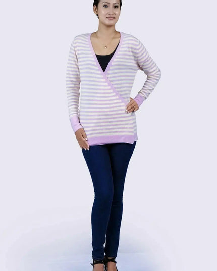 Stylish Striped Cashmere Cardigan for Women