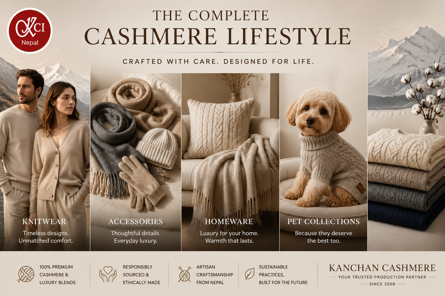 The Complete Cashmere Lifestyle: Knitwear, Accessories, Homeware and Pet Collections