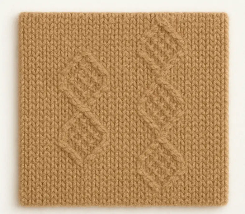Panel jacquard cashmere swatch for Fall 2026–27 development