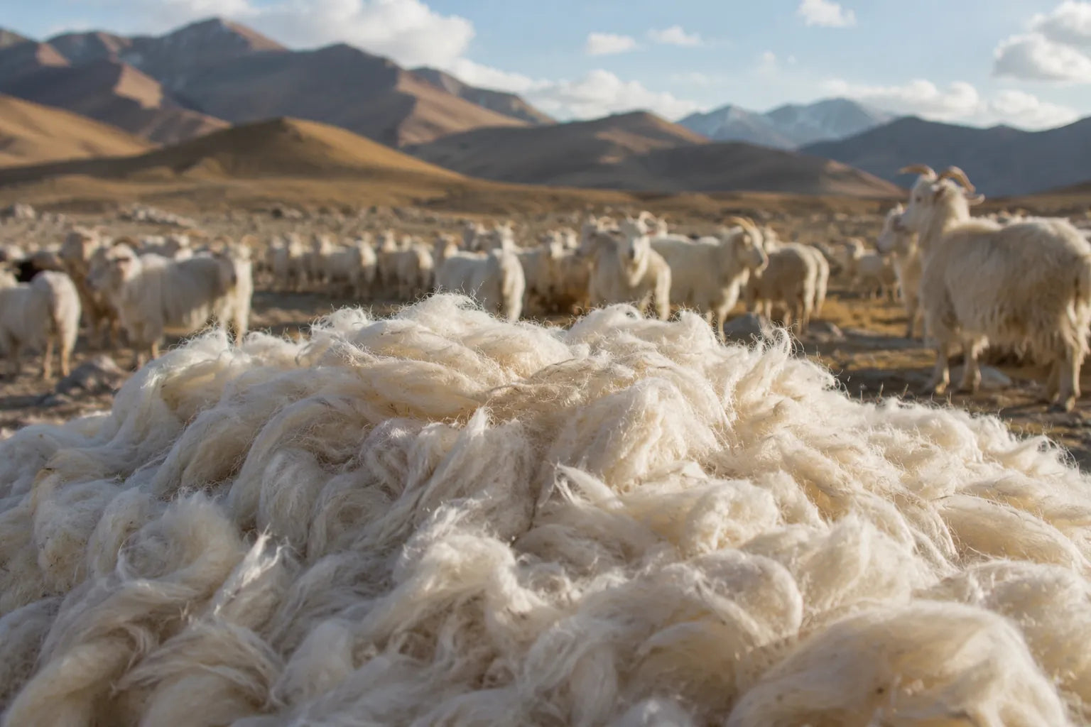Fine cashmere fibre selected for luxury knitwear