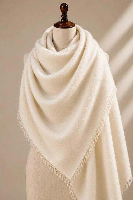 Ivory felted cashmere shawl KCI-F-01