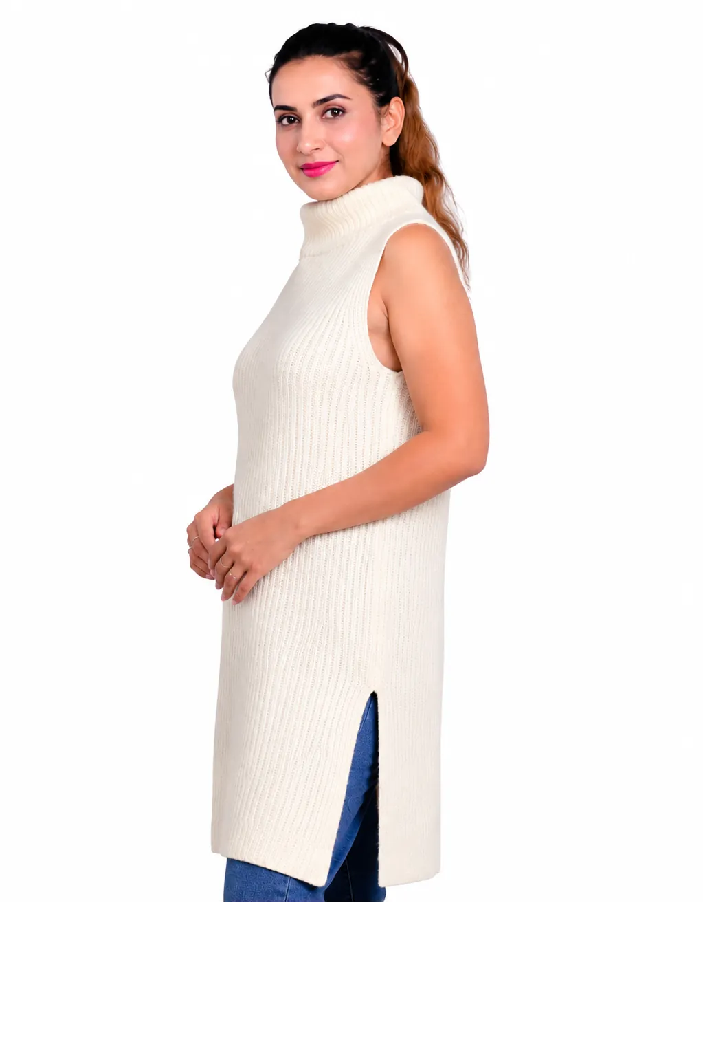 Recycled Cashmere Ribbed Sleeveless Tunic