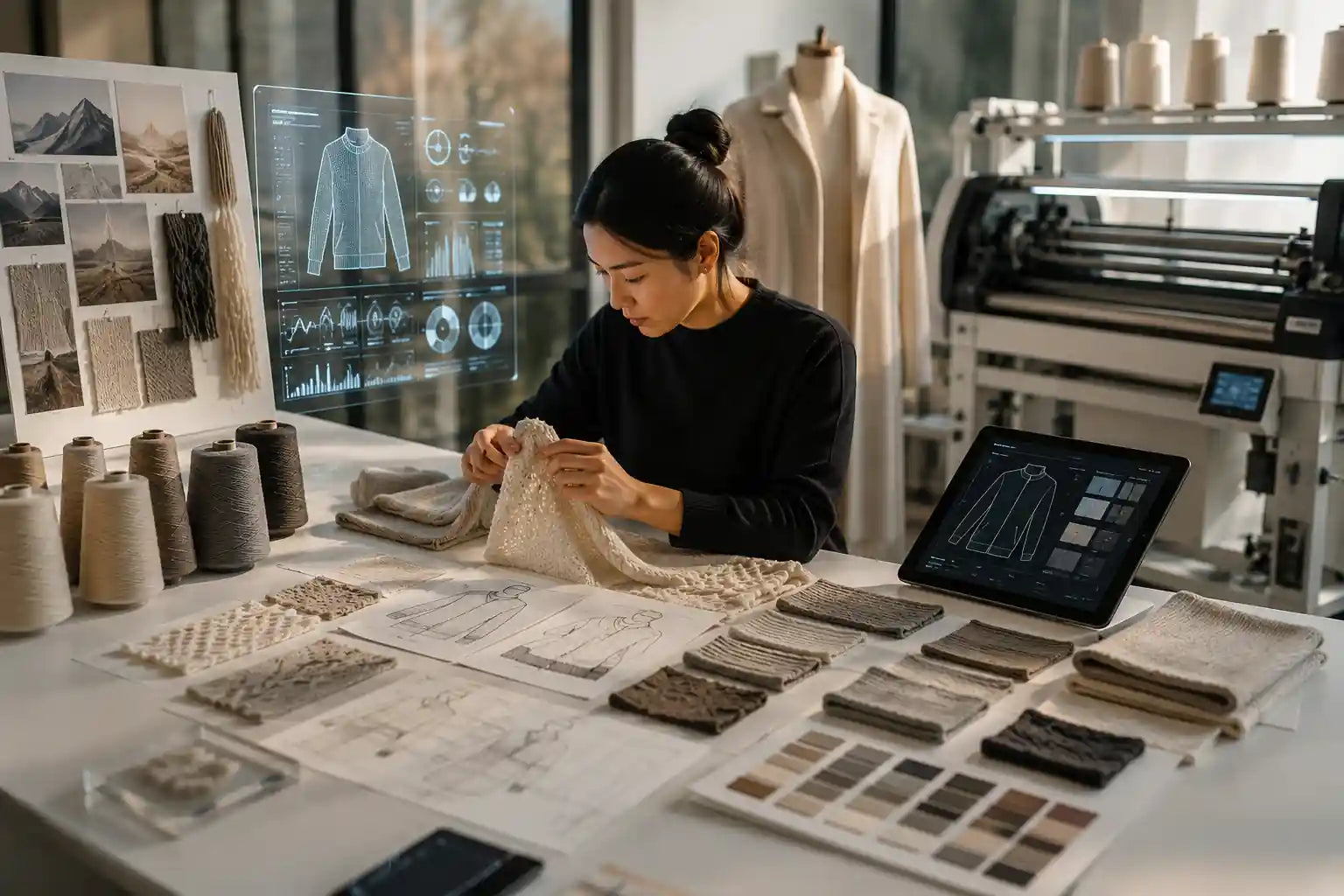 Qualifiziertes handwerkliches Urteilsvermögen bei der Herstellung von luxuriöser Kaschmir-Strickware in Nepal