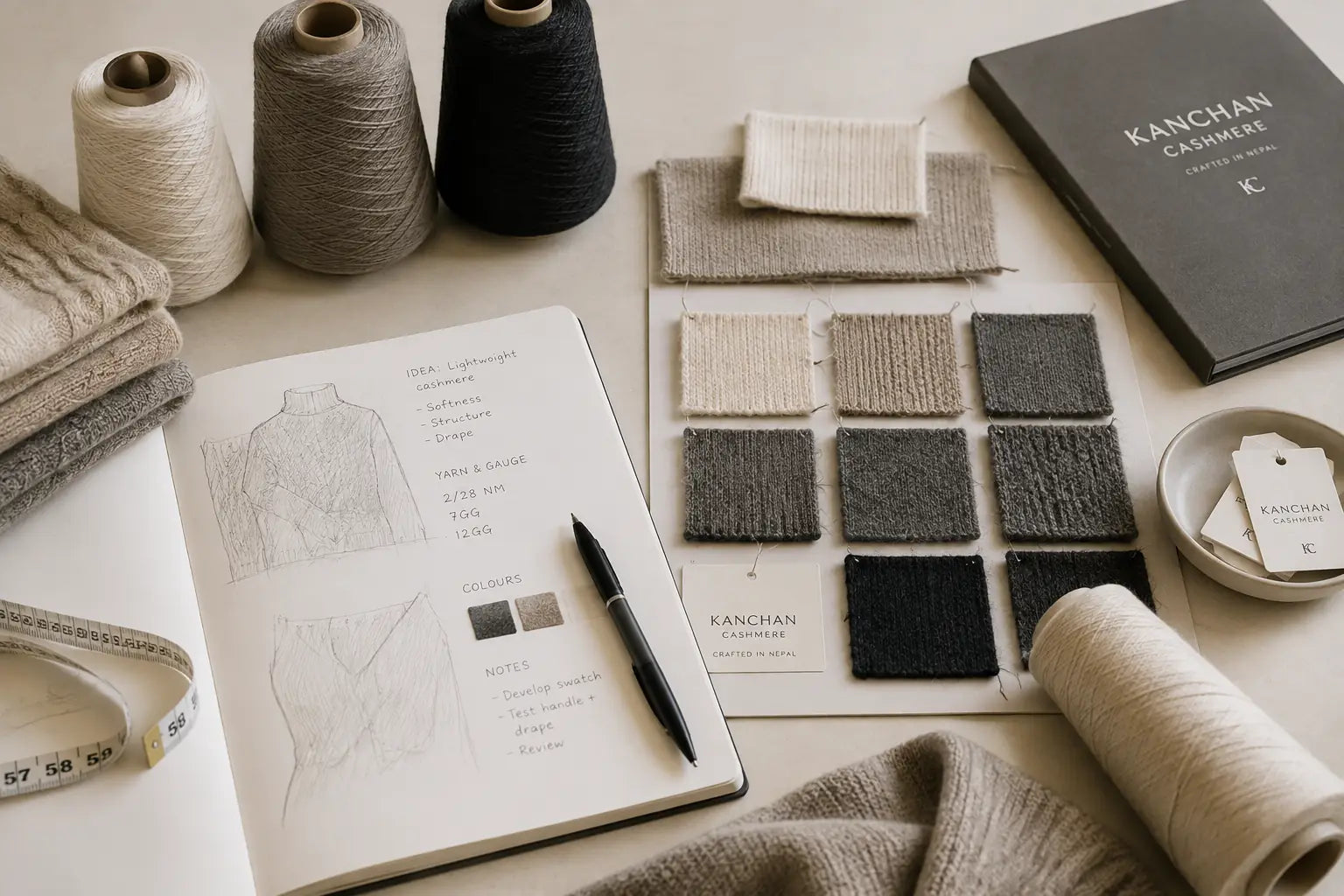 Kaschmir-Musterentwicklung und Designfragen bei Kanchan Cashmere
