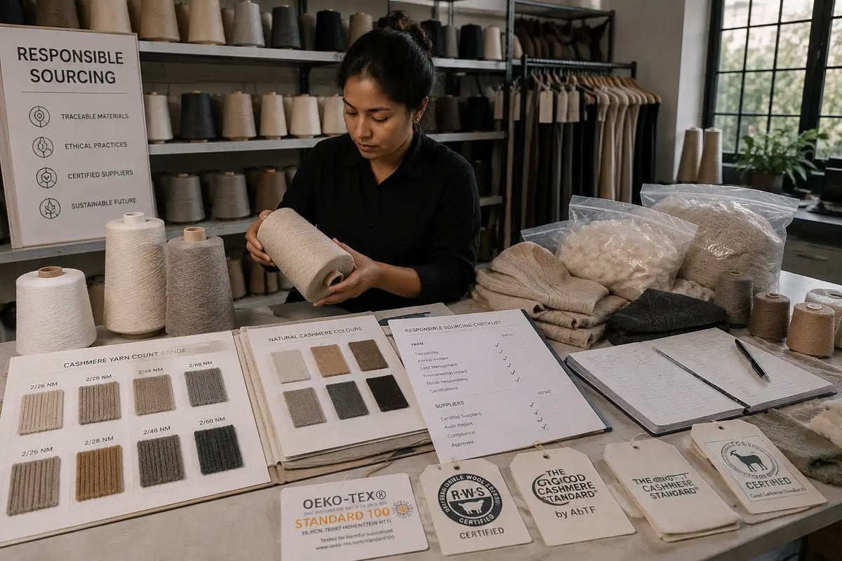 Responsible sourcing certified cashmere yarns and trims