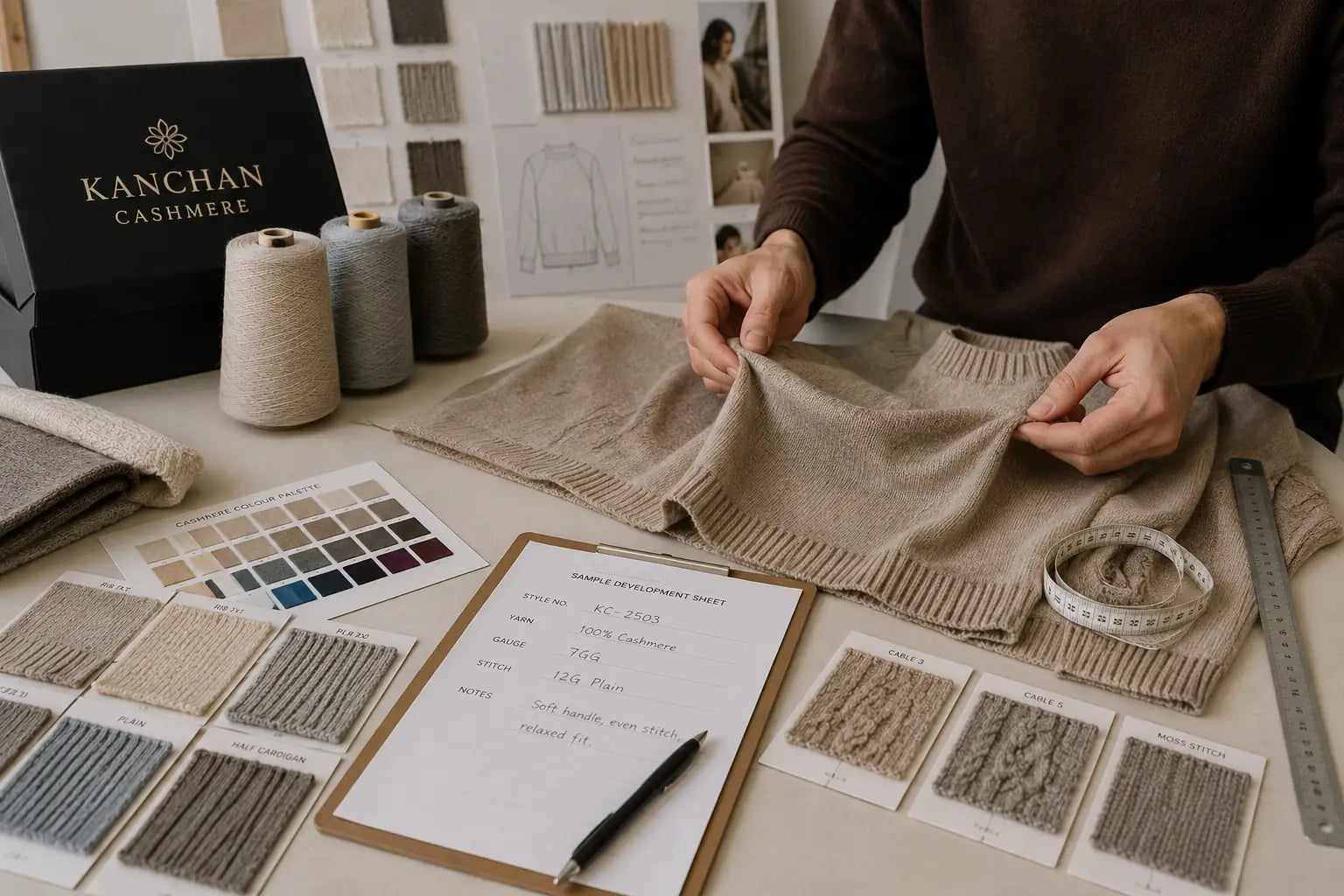 Sampling and development workflow for cashmere knitwear