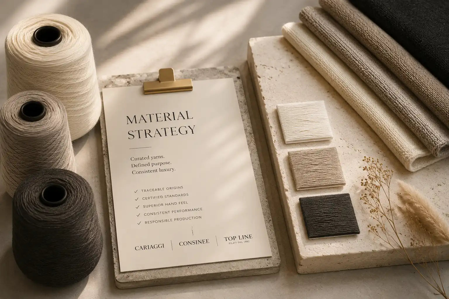 Luxury cashmere yarn selected for garment development