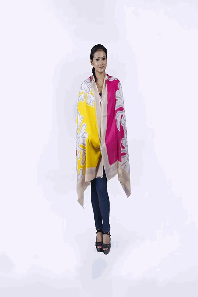 Best Cashmere Scarf with Woman in Yellow and Pink Scarf