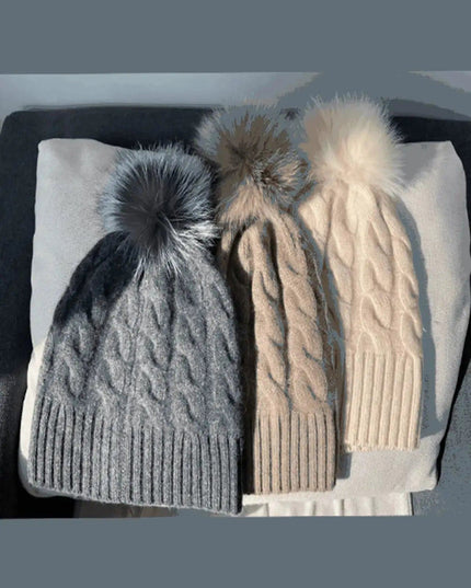 Luxurious Cashmere Hat with Fur Pom - KCI 119 by Kanchan Cashmere