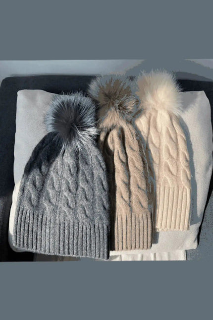 Luxurious Cashmere Hat with Fur Pom - KCI 119 by Kanchan Cashmere