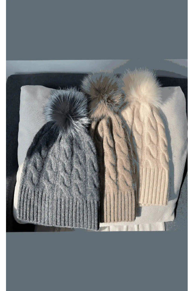 Luxurious Cashmere Hat with Fur Pom - KCI 119 by Kanchan Cashmere