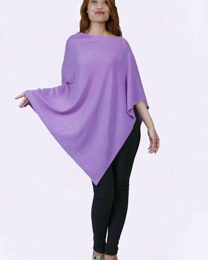 Stylish woman in purple Cashmere Poncho by Kanchan Cashmere - Poncho || KCI 244