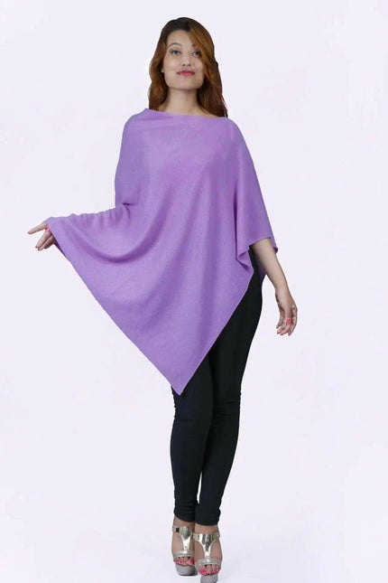 Stylish woman in purple Cashmere Poncho by Kanchan Cashmere - Poncho || KCI 244