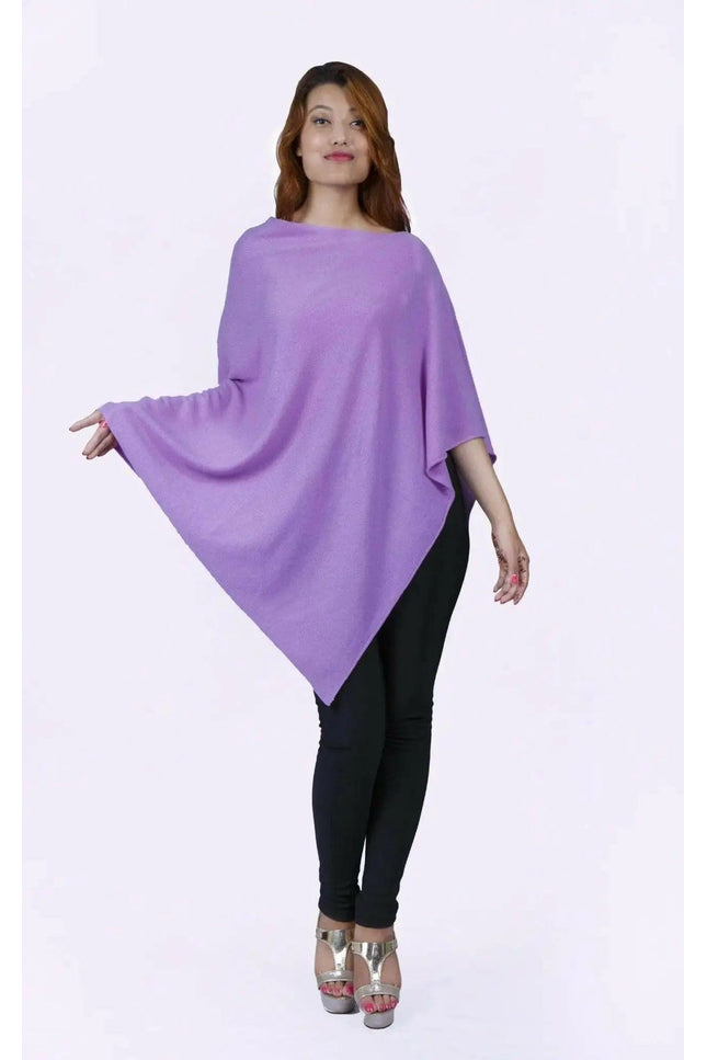 Stylish woman in purple Cashmere Poncho by Kanchan Cashmere - Poncho || KCI 244
