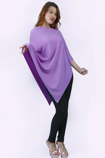 Cashmere Poncho || KCI 244 - Woman in Purple Poncho with Black Pants