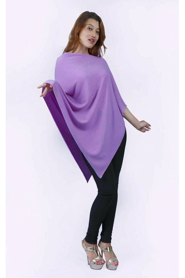 Cashmere Poncho || KCI 244 - Woman in Purple Poncho with Black Pants