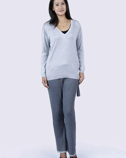 Cashmere ribbed trouser in grey - KCI 109