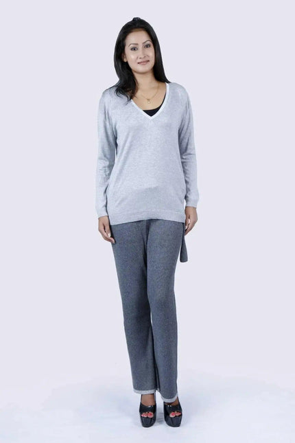 Cashmere ribbed trouser in grey - KCI 109