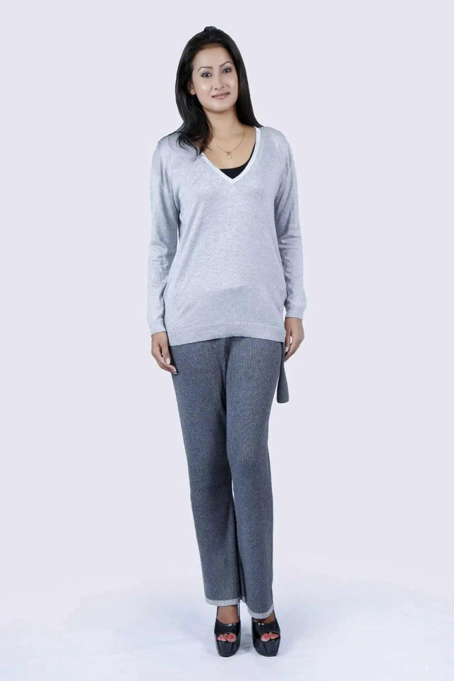 Cashmere ribbed trouser in grey - KCI 109