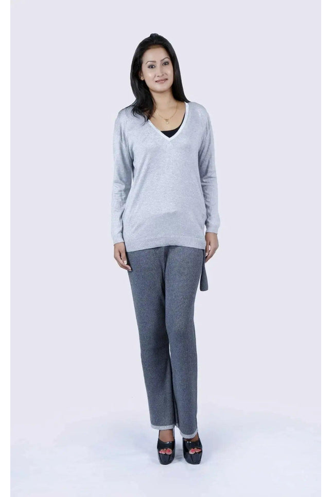 Cashmere ribbed trouser in grey - KCI 109