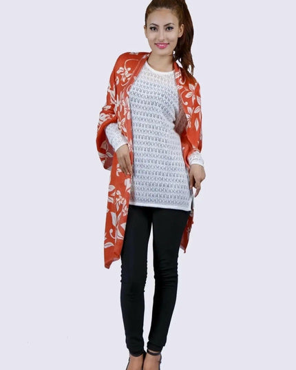 Stylish woman wearing black pants and white top with Cashmere Scarf || KCI 236
