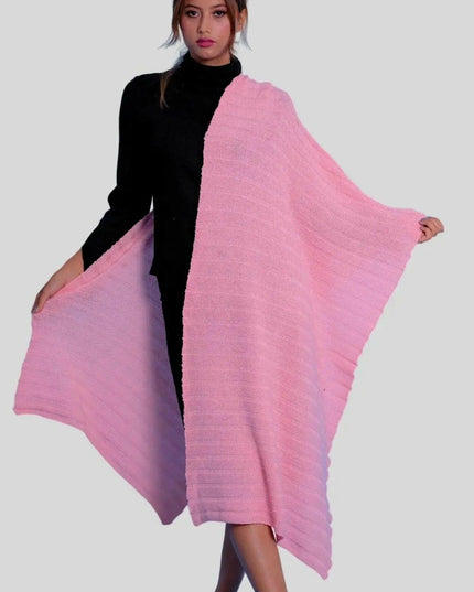 Pink cashmere scarf being worn by a woman | KCI 318
