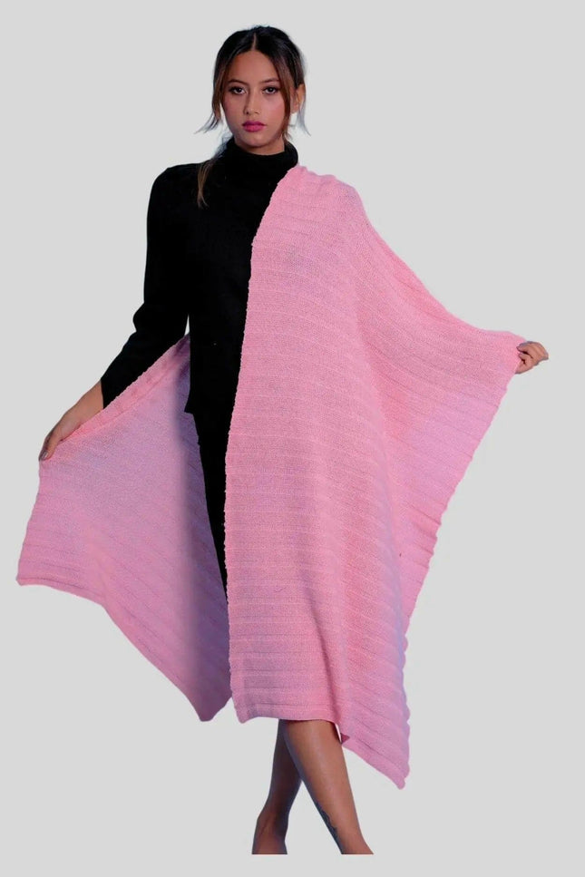 Pink cashmere scarf being worn by a woman | KCI 318