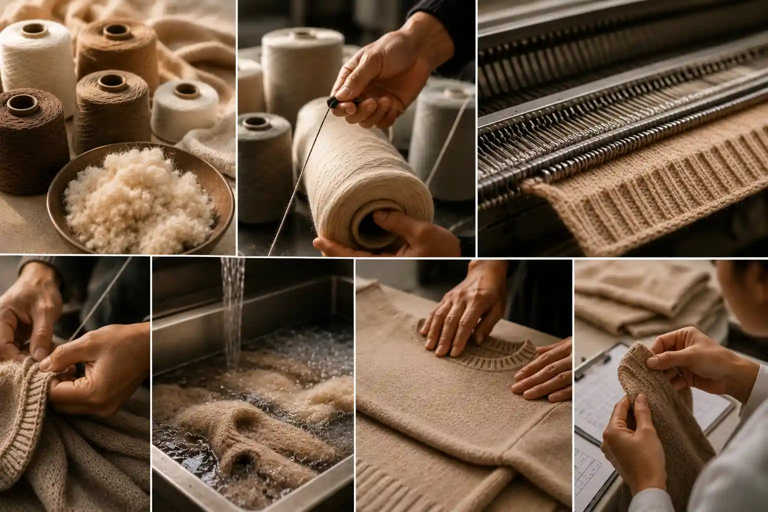 Luxury cashmere making philosophy with yarn and knitwear