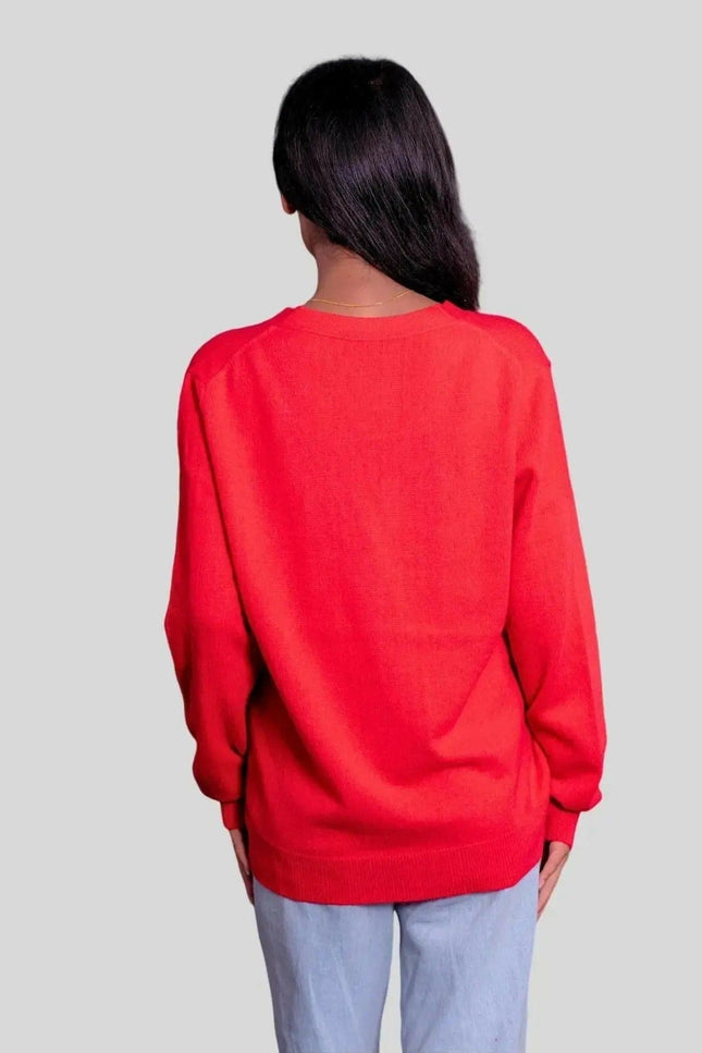 Woman in red sweater, Cashmere Cardigan KCI 371
