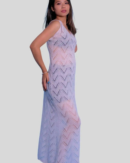 Stylish Cashmere Silk Dress with Patterned Design