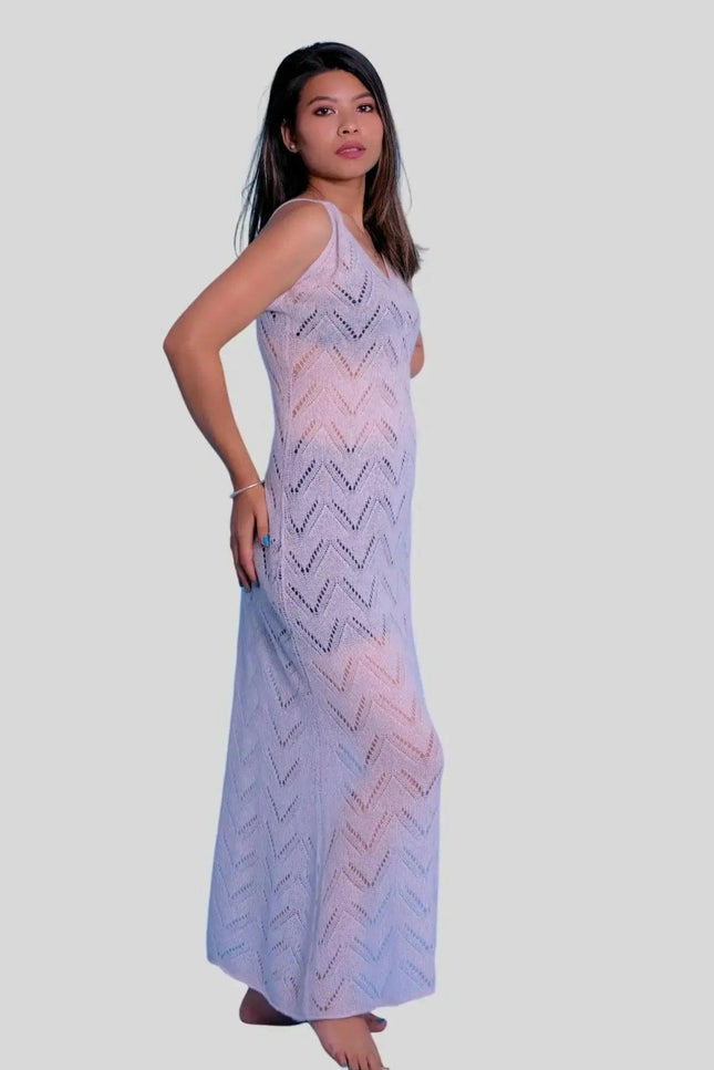 Stylish Cashmere Silk Dress with Patterned Design