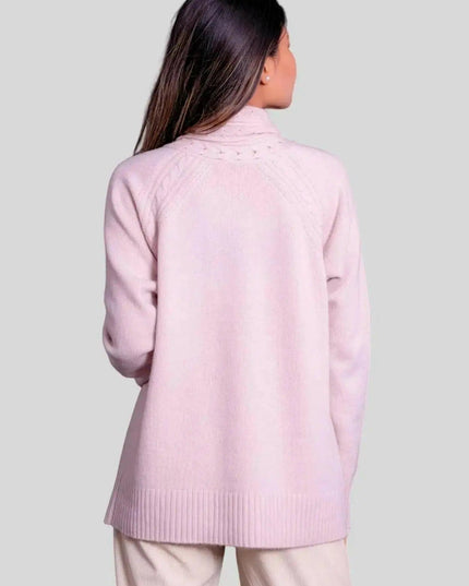 Italian Cariaggi Cashmere Pullover | Woman in Pink Sweater and White Pants